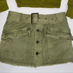 Free People 0-2 army green skirt